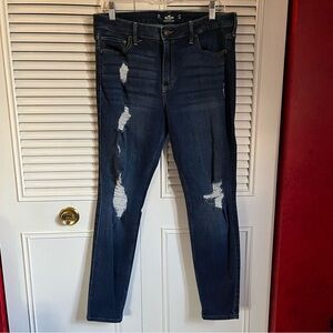 Hollister Co. High-Rise Super Skinny Distressed Jeans Sz 13S